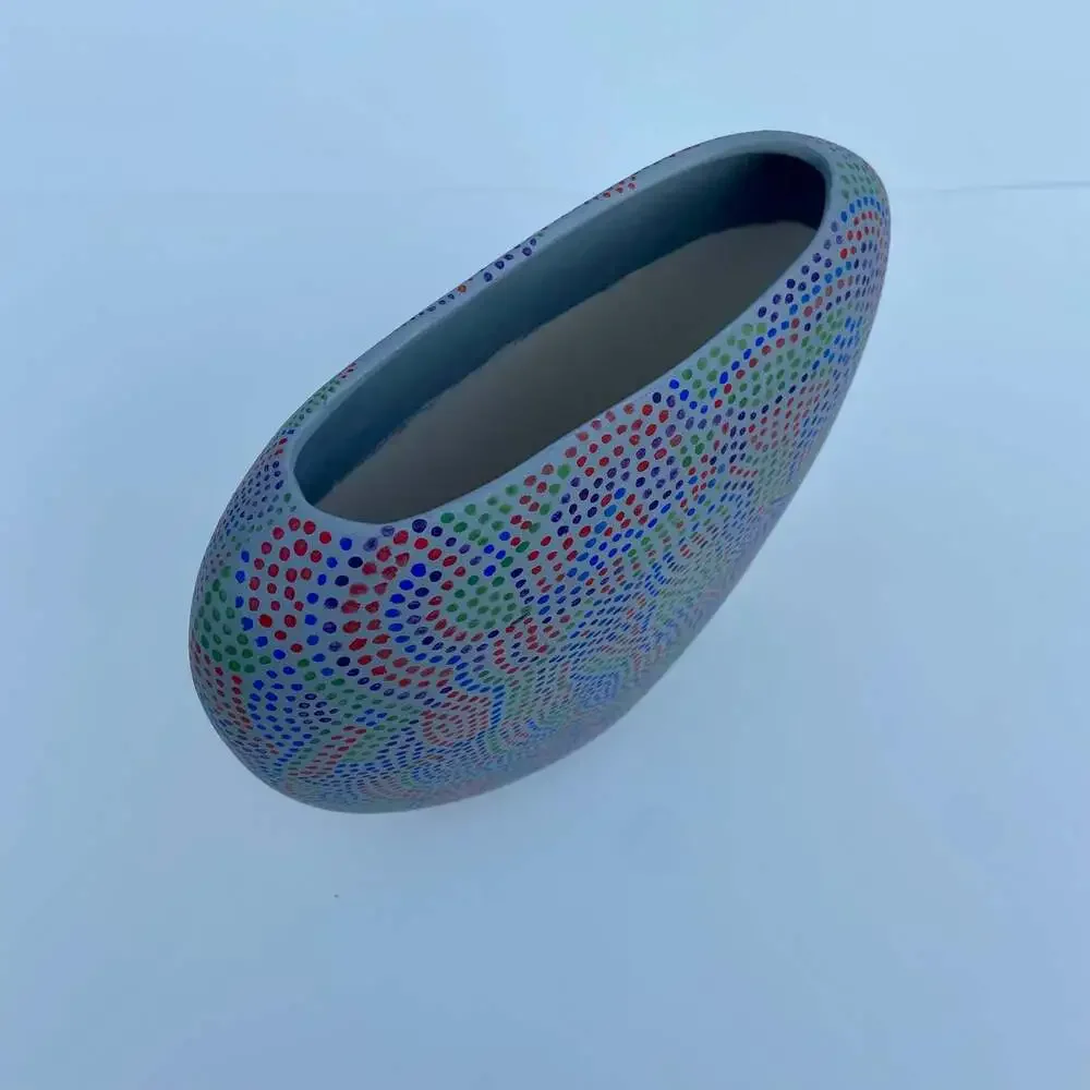 Handmade Slim Patterned Colorful Retro Vase
